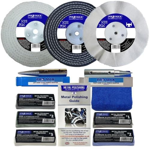 Image of Bench Grinder Aluminium Alloy Brass Steel Metal Polishing Kit 6" x 1/2" 11pc