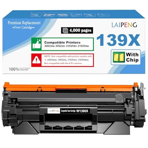 Image of LAIPENG 139X W1390X ( 139A W1390A ) Toner Cartridge [WITH CHIP] Compatible for HP LaserJet Pro 3002dw 3002dn MFP 3102fdn 3102fdw Printers High Capacity 4000 Pages (Black x 1)