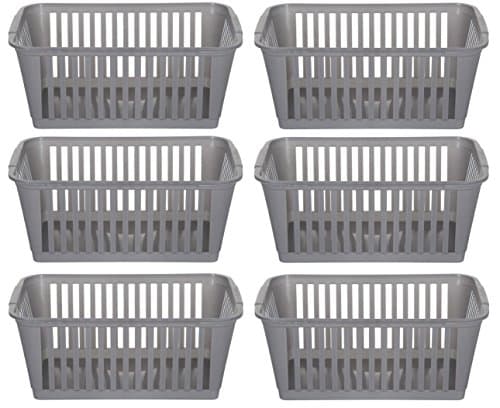 Image of 25 cm Silver Plastic Handy Basket Storage Basket - Pack of 6