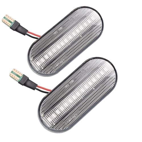 Image of 2Pcs LED Side Wing Indicator Repeater Sequential Turn Signal Light Compatible with VW Amarok Golf Jetta MK4 GTI Transporter T5, Replacement for Ford Fiesta Focus (Clear Lens)