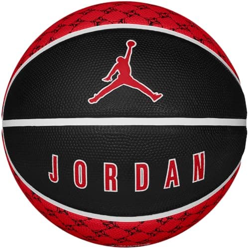 Image of Nike Jordan Playground 2.0 Basketball 8P - Outdoor Street Basketball Ball - Robust Training Basketball - Delivered Deflated, Fire Red/White/White/Fire Red, 7