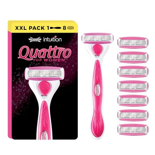 Image of WILKINSON SWORD - Quattro For Women | Smooth Glide| Razor Handle + 8 Blade Refills