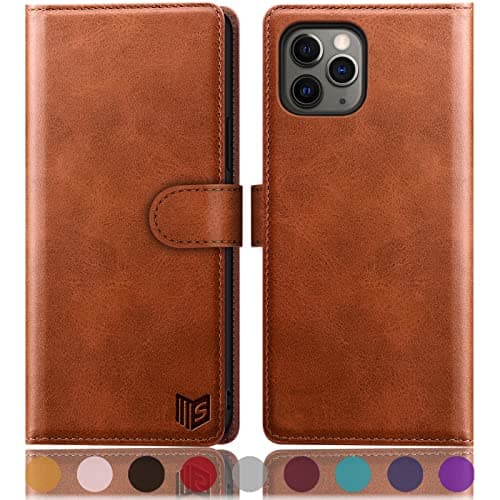 Image of SUANPOT for iPhone 11 Pro 5.8" case with [Credit Card Holder][RFID Blocking],PU Leather Flip Book Protective Cover Women Men for apple 11 Pro Phone case Light Brown