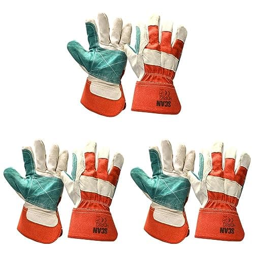 Image of Scan SCAGLOHDRIG Heavy Duty Rigger Cowsplit Leather Gloves (Size L) (Pack of 3)