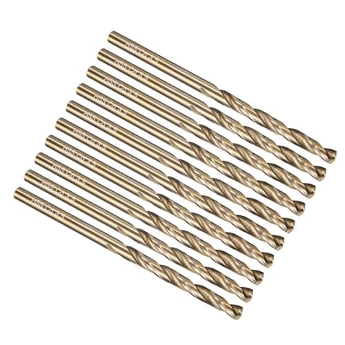 Image of PATIKIL 3.5mm Drill Bit, M35 Cobalt 5% High-Speed Steel Jobber Straight Shank 135° Gold Finish for Stainless Steel Hard Metal - 10 Pack