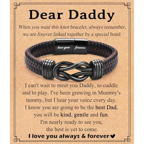 Image of Shuxin First Father Day Gifts from Baby, New Dad Daddy to Be Gifts from Bump, Leather Bracelet Jewellery Presents for Christmas Birthday Valentines Day