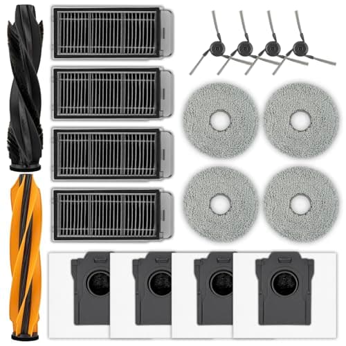 Image of (18 Pack) X50 Ultra Replacement Parts Compatible with Dreame X50 Ultra Robot Vacuum Cleaner, 2 Roller Brushes, 4 Side Brushes, 4 Dust Bags, 4 HEPA Filters, 4 Mop Pads, Accessories Kit
