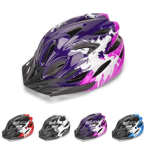 Image of Kids Bike Helmet, Kids Helmet Age 3-14 for Boys Girls, Adjustable Children Bicycle Helmet Scooter Skating Cycling Helmet 50-58cm, Purple