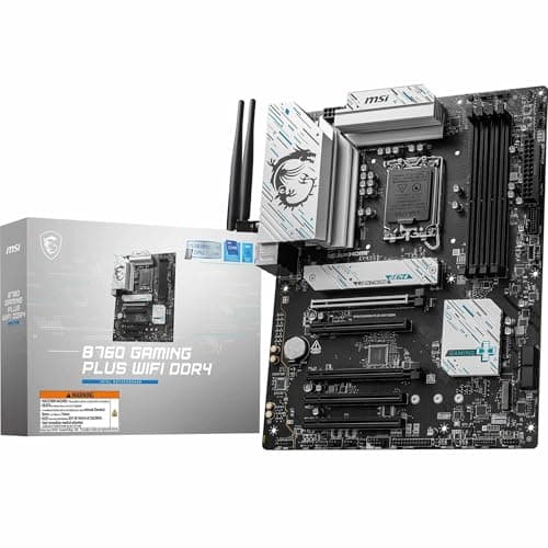 Image of MSI B760 GAMING PLUS WIFI DDR4 Motherboard, ATX - Supports Intel 14th, 13th & 12th Gen Core Processors, LGA 1700 - DDR4 Memory Boost 5333+MHz/OC, 1x PCIe 4.0 x16, 2 x M.2 Gen4, 2.5G LAN, Wi-Fi 6E
