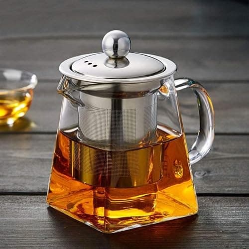Image of Glass Teapot with Infuser 550 ml Borosilicate 304 Stainless Steel Lid, Borosilicate Tea Pot for Loose Tea, Clear Leaf Teapot with Strainer Perfect for Tea and Coffee