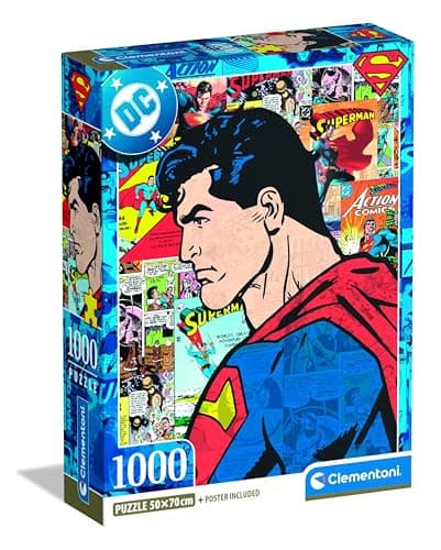 Image of Clementoni Jigsaw Puzzle 1000 pieces, Superman DC Comics, Puzzle for Adults, Compact box, Made in Italy, 37507