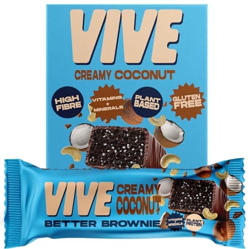 Image of Vive Better Brownie Creamy Coconut with Immunity Vitamins - Low Calorie Vegan Treat - Healthy Protein Snack - Pack of 15