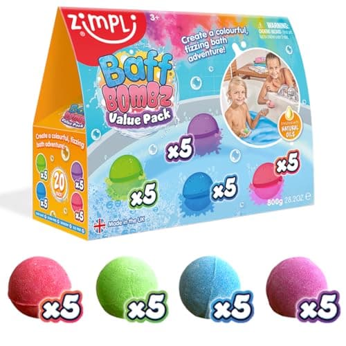 Image of ZIMPLI - 20 x Baff Bombz, Kids Bath Bombs Gift Set, Bubble Bath Fizzers, Birthday Toy for 4 plus year old boys & girls