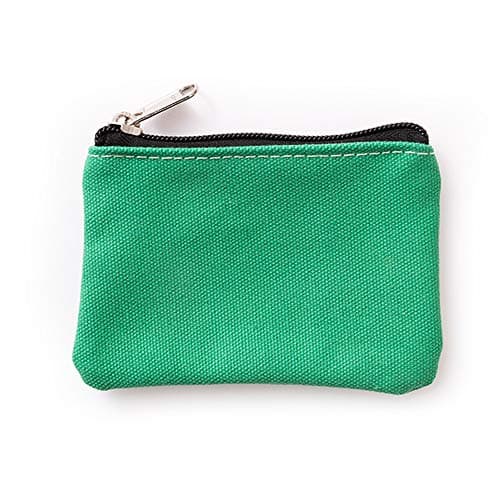 Image of Hibate Small Canvas Coin Purse Holder Wallet Zip Pouch Money Purses Bag for Women Men Kids (Green)