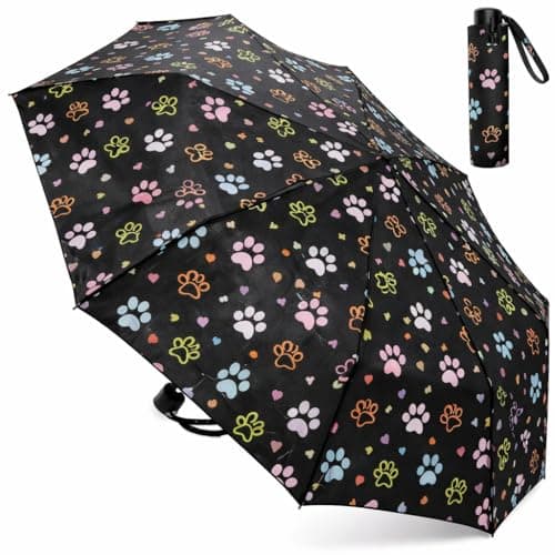 Image of A2Z Ladies Supermini Umbrella Waterproof Wind Sun Protect Compact Soft Gip Dogtooth Black Daisy Leaf Print Lightweight Portable Heavy Rainfall Streets Travel Canopy Brolly