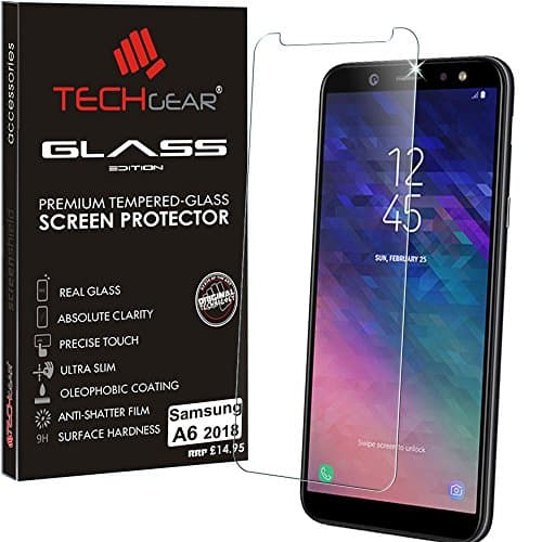 Image of TECHGEAR Screen Protector for Galaxy A6 (SM-A600 Series) - GLASS Edition Genuine Tempered Glass Screen Protector Guard Cover Compatible with Samsung Galaxy A6 2018