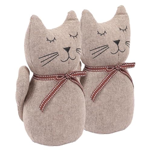 Image of Nicola Spring Jasper the Cat Door Stops - 16 x 25cm - Grey - Pack of 2 - Indoor Vintage Interior Decorative Weighted Door Stopper Animal Doorstop for Home, Office Doors