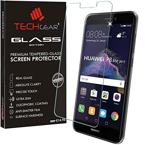 Image of TECHGEAR Screen Protector fits Huawei P8 Lite 2017 - GLASS Edition Genuine Tempered Glass Screen Protector Guard Cover Compatible with Huawei P8 Lite 2017 (Not for P8 Lite 2015)