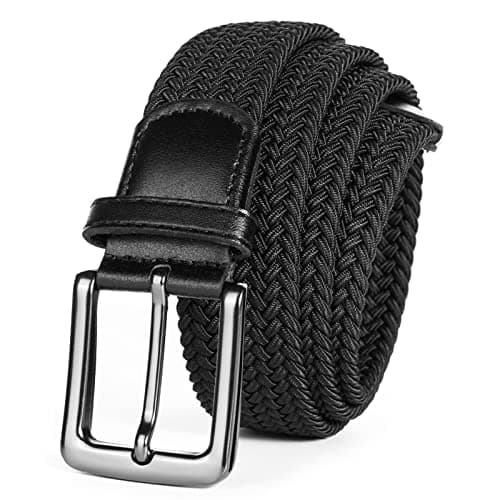 Image of AXKAL Golf Belt Men Elastic Braided Belt Unisex Men Women Value Pack, Men’s Elastic Stretch Woven (37''(95cm) Fits Waist 30''-34'', Black)