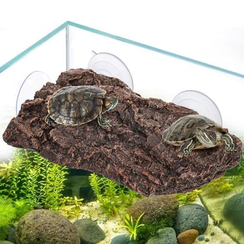 Image of ZENFUN Turtle Basking Platform, Fish Tank Aquarium Tortoise Climbing Platform with 3 Suction Cups, Baby Tortoise Resting Terrace, Climbing Ramp Shale Reptiles Dock for Terrapins, Frogs