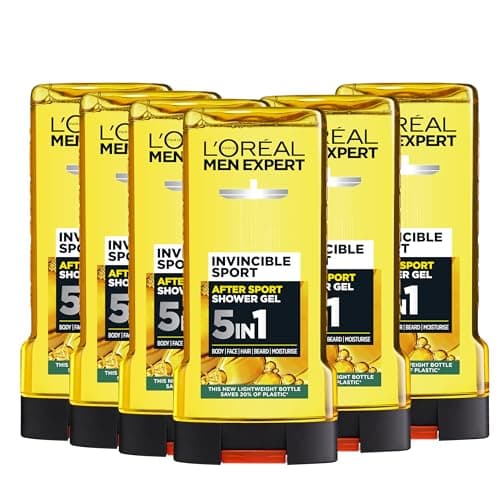 Image of L'Oréal Paris Men Expert Invincible Sport Shower Gel for Men, 300ml Pack of 6, Bulk Buy