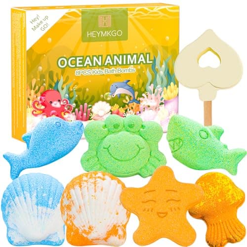 Image of HEYMKGO Bath Bombs Gift Set 8 PCS Organic Bubble Bath Bomb for Woman Kids Girls Bath Gift with Essential Oil for Holiday Christmas Birthday Valentine
