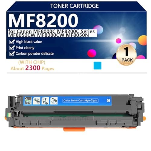 Image of High Yield MF8200 Toner Cartridge Replacement for Canon MF8000C MF8200C Series MF8050CW MF8080CW MF8050N Printers, Clear and Durable, with Chip,Cyan-1 pack