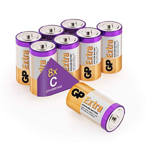 Image of Size/Type C Batteries Pack of 8 LR14 batteries 1.5V by GP Batteries Type C Cell Size Extra Alkaline Batteries ideal for: Toys/Radio’s/Garden equipment