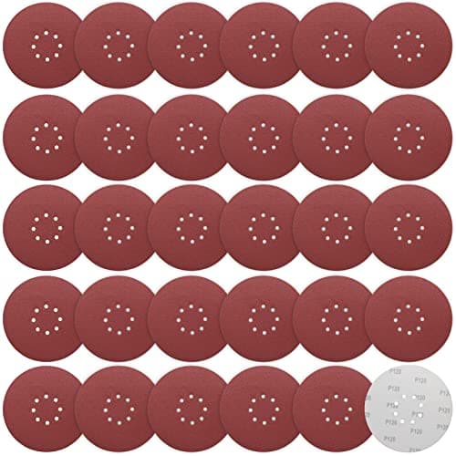 Image of STEBRUAM 225mm Sanding Discs 120 Grit 30 Count, 9 Inch 8-Hole Sandpaper Hook and Loop Orbital Drywall Sander Sanding Pads