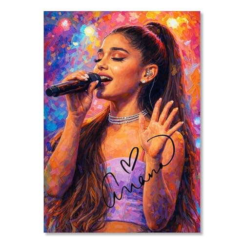 Image of Ariana Grande Art Styled Signed Poster Print - Limited Edition Autograph Fan Gift, Collectible Memorabilia Wall Art Merchandise (A4 Unframed)