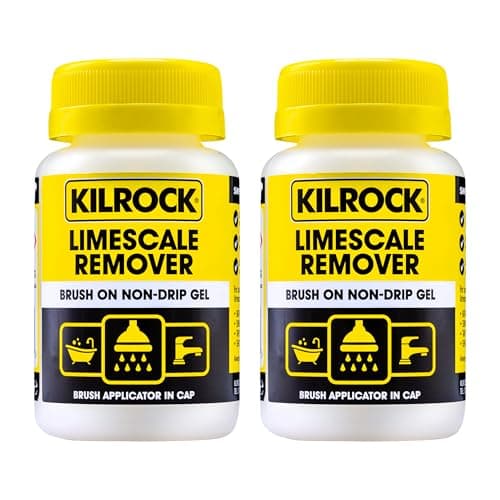 Image of Kilrock Limescale Remover Brush On Non-Drip Gel 2 x 160ml - Brush Applicator in Cap - Dissolves Hard Water Stains and Heavy Build-ups - Perfect for Bath Rims, Sinks, Taps and Shower Heads