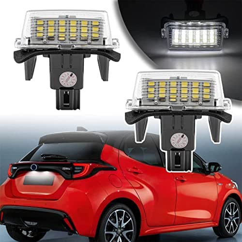 Image of njssjd 2pcs LED License Plate Lights Compatible with T-oyota GR Y-aris C-amry A'uris C'orolla Typ E210 Xenon White Number Plate Lights Canbus Free