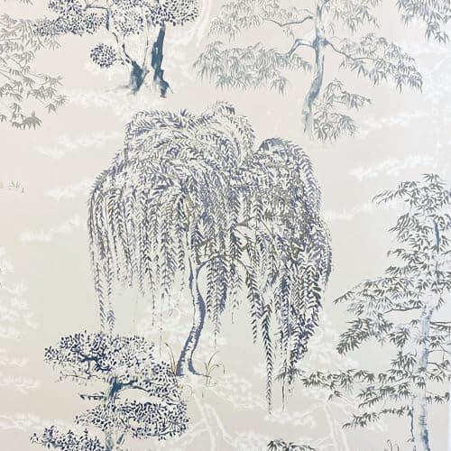 Image of Arthouse Oriental Garden Trees Wallpaper - Soft Blue/Neutral 909809