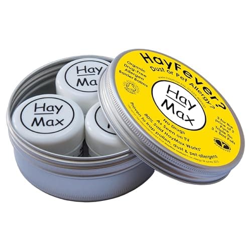 Image of HayMax Allergen Barrier Balm Triple Tin Pure | Pack of 3 | Organic, Natural & Non-Drowsy Hay Fever & Allergy Relief Balm | Traps Pollen, Dust & Other Allergen Particles | Apply Around The Nose & Eyes