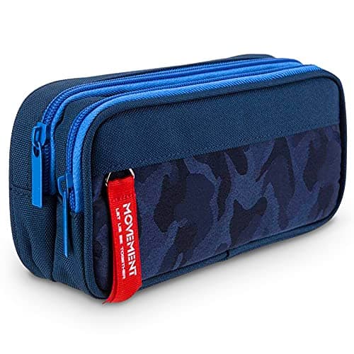 Image of TOYESS Large Pencil Case for Boys and Girls, Lightweight Triple Pockets Pencil Cases with Big Compartments for School Stationary, Camouflage Blue
