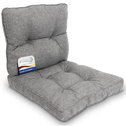 Image of Beautissu 2pcs Set Outdoor Seat Cushion 70x70 cm & Back Cushion 70x40 cm– Comfortable Cover Dirt & Water Repellent Garden Chair Cushions Seat Pads Furniture Chairs Rattan Patio Light Grey – BeauFlair