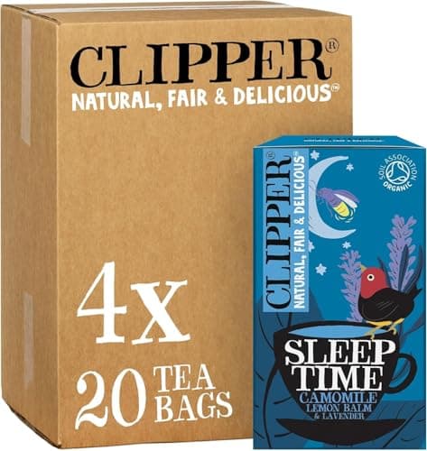 Image of Clipper Sleep Time Infusion Teabags | 80 Chamomile, Lemon Balm and Lavender Tea Bags (4x Boxes of 20) | Caffeine-Free Herbal Tea Bags | Natural, Unbleached Plant-Based & Biodegradable