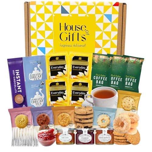 Image of Luxury Afternoon Tea and Biscuits Hamper | Featuring Borders Biscuits,Teabags, Jams and Marmalade, Hot Chocolate, and Coffee Bags | Perfect for Women and Men!