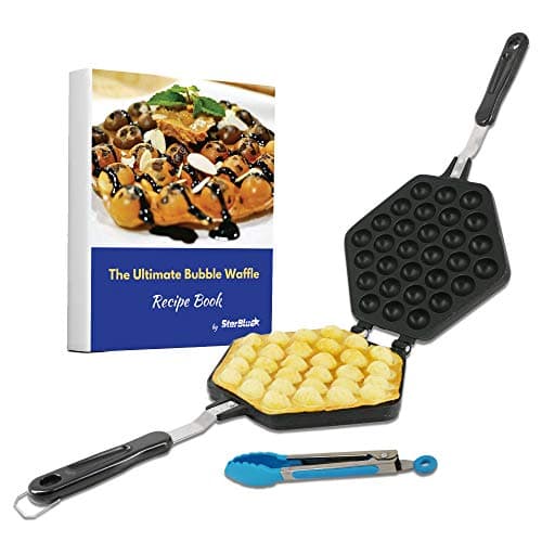 Image of Bubble Waffle Maker Pan by StarBlue with Free Recipe ebook and Tongs - Make Crispy Hong Kong Style Egg Waffle in 5 Minutes