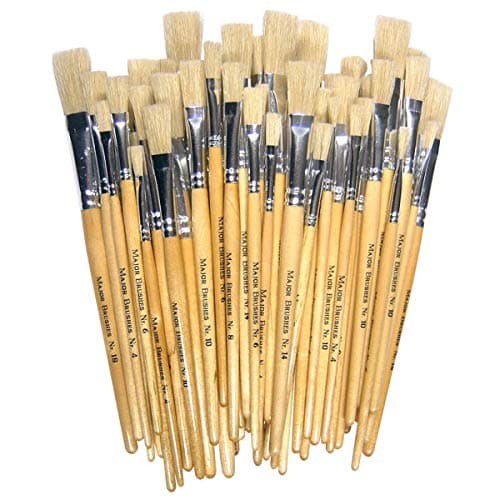 Image of Major Brushes Hog Bristle Short Flat Brushes - Assorted Pack of 60