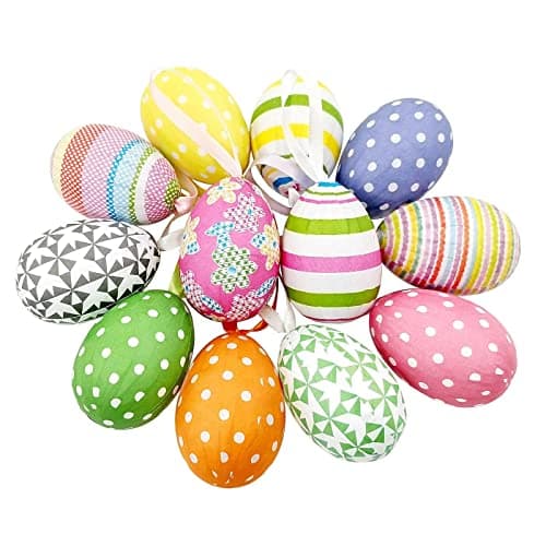 Image of 12pcs New Colorful Paper Mache Egg Hanging Ornaments Easter Tree Christmas Decoration