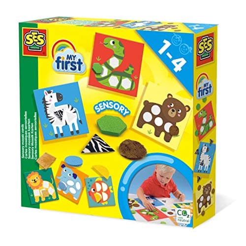 Image of SES Creative My First - Sensory Mosaic Cards, Learn to Match Colours, Shapes and Furs, Animal Crafts for Boys and Girls Ages 1 Year and Up