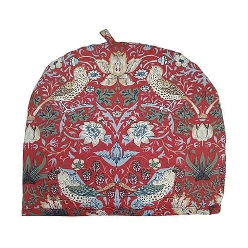Image of William Morris Strawberry Thief Red Tea Cosy