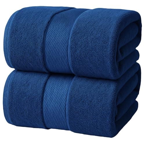 Image of Infinitee Xclusives Premium Bath Sheets Set of 2 Extra Large Bath Towels (90x180cm), 100% Cotton Super Absorbent, Quick-Dry Bath Sheet for Hotel & Spa |Tranquil Navy|