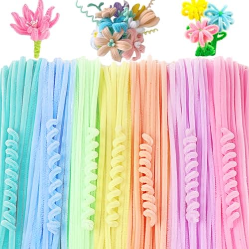 Image of 100 PCS Pipecleaners Craft Pipe Cleaners,30cm Long Flexible Rainbow Chenille Cord Curved Plush Pipe Cleaner for Handcrafting and Christmas Tree Project DIY Decorating (Macaron Color)