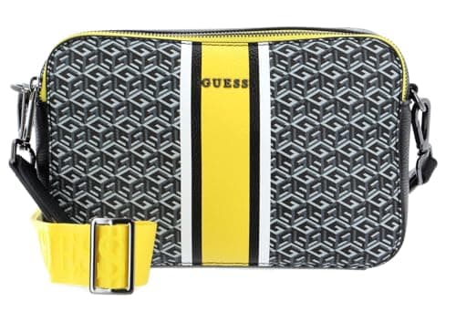 Image of GUESS Rianee Camera Bag Black Logo / Yellow, Black logo yellow, One size