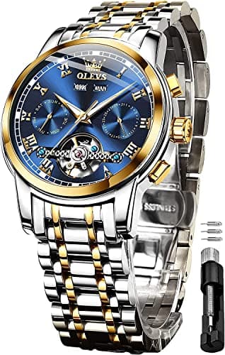 Image of OLEVS Automatic Watch for Men Self Winding Mechanical Waterproof Stainless Steel Strap Classic Tourbillon Wrist Watches