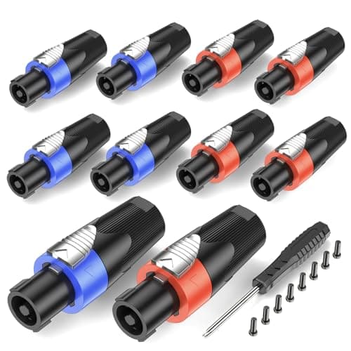 Image of GCTBL 10Pack Speakon Connectors 4 Pole Audio Speaker Plug Adapter With Twist Lock Suitable for NL4FC NL4FX NL2FC