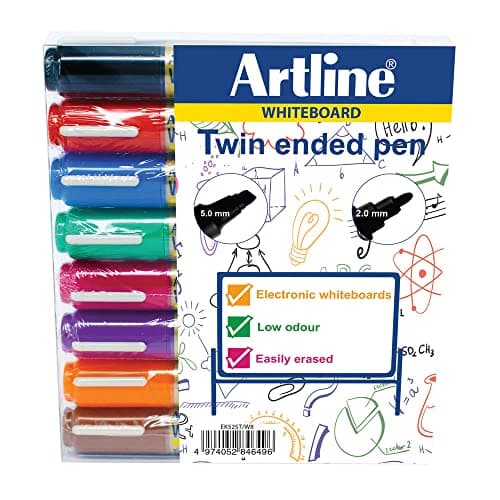 Image of Artline 2-in-1 Whiteboard Marker Bullet/Chisel Tip Assorted (Pack of 8) EK525TA
