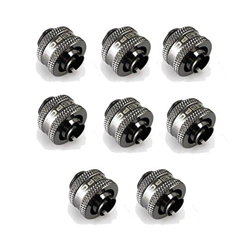 Image of XSPC G1/4 to 3/8 ID 1/2 OD Compression Fitting V2 - Black Chrome (8 Pack)